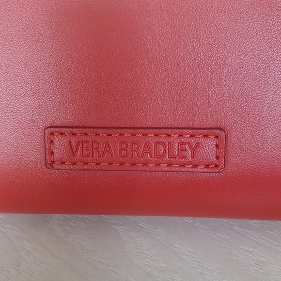 Vera Bradley Coral Red Faux Leather Accordian Style Zip Around Wallet - Picture 2 of 16